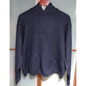 Nautica Vintage 90s 100% Wool Knit Hooded Pullover Kangaroo Pocket Sweater Sz M
